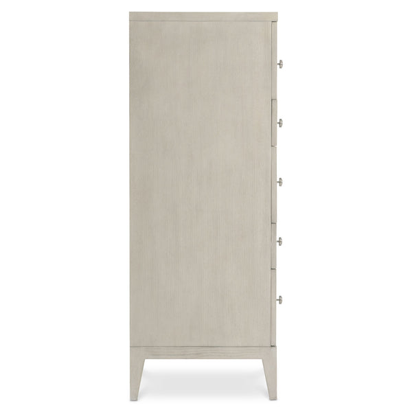 Bernhardt Bernhardt Cornelia Tall Drawer Chest With Nebbia Ash Finish, Brushed Stainless Inlays, 5 Soft-Close Drawers 331118