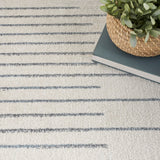 Nourison Astra Machine Washable ASW04 Machine Made Power-loomed Solid Border Indoor Only Mid-Century Modern Scandinavian Rug Ivory Blue, Ivory Blue 100% Polyester 99446120809