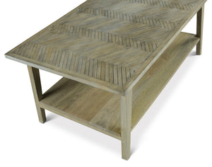 English Elm Steve Silver - Milani Mid-Century 3-Piece Light Brown Wood Table Set with Chevron Top & Lower Shelf for Storage B081S00426