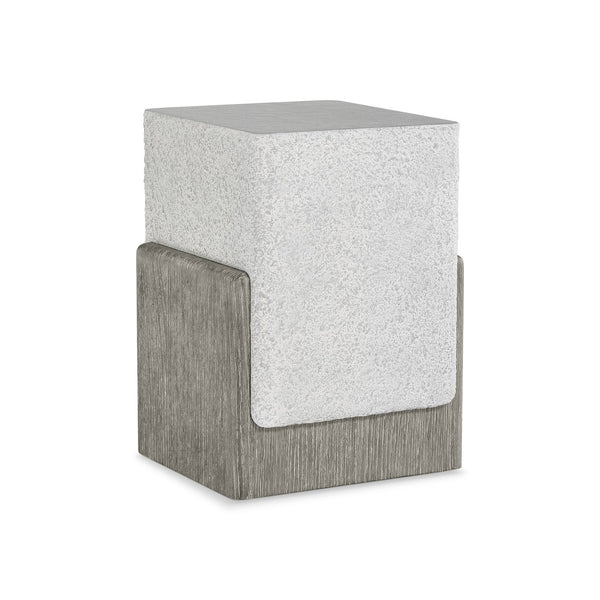 Bernhardt Bernhardt Monolith Accent Table With Faux Stone Millstone Top And Wire‑Brushed Puma Oak Curved Base (22") 343110