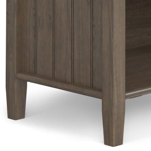 English Elm Lev Smoky Brown Bedside Table – Handcrafted Solid Wood, Drawer & Open Storage, Transitional Groove Design B136P158825