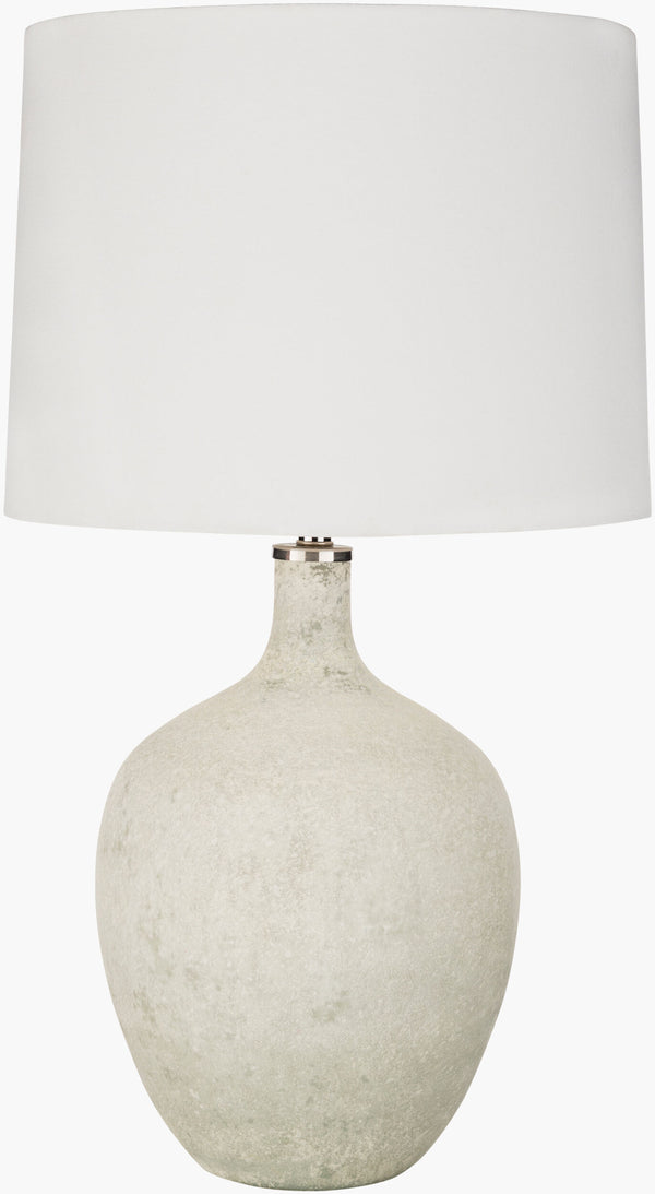 Surya Dupree 28" Tall Accent Table Lamp - Stylish Traditional Design With Linen Shade For Home Decor Body, White,Shade, White,Finial, Metallic ,Nickel,Harp, Metallic ,Nickel,Cord, Translucent Glass,Linen,Steel Dpr-001