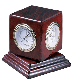Hekman Furniture 645408 Reuben Tabletop Clock - Elegant Rosewood Cube With Photo Frame, Quartz Movement & Thermometer Rosewood Reuben Tabletop Clock 645408