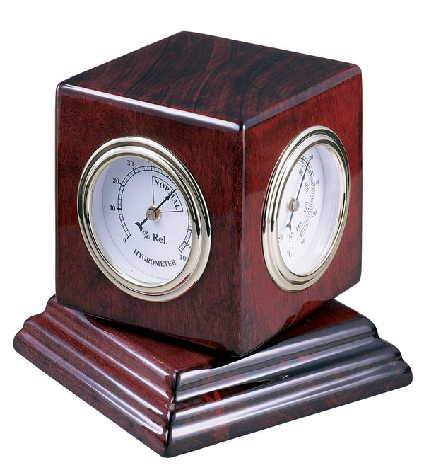 Hekman Furniture 645408 Reuben Tabletop Clock - Elegant Rosewood Cube With Photo Frame, Quartz Movement & Thermometer Rosewood Reuben Tabletop Clock 645408