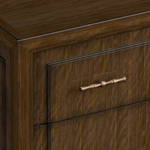 A.R.T. Furniture Eave 5-drawer Chest: Elegant Quartered Walnut Nightstand With Luxe Faux Bamboo Gold Hardware Brown Material(S), Poplar And Parawood Solids,Walnut Veneer 336150-1860