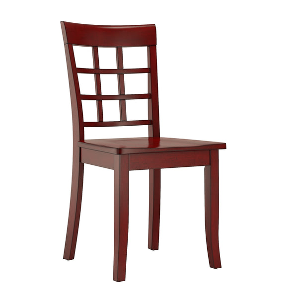 Homelegance By Top-Line Lorren Window Back Wood Dining Chairs (Set of 2) Red Rubberwood