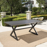 Christopher Knight Home® - Noble House - Rolando Outdoor Grey Aluminum Dining Table With Black Steel Frame