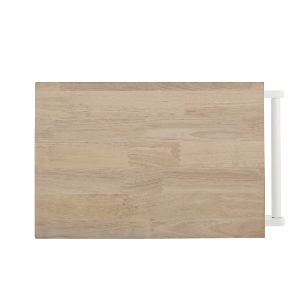 English Elm Christopher Knight Home® - Rolling Kitchen Island with Drawer & Cabinet on Locking Casters, Rubberwood Top, Compact White Design 67753.00NATWHT