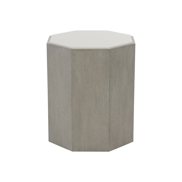 Bernhardt Bernhardt Mid-Century Hexagon Accent Table 15"W X 15"D X 18"H - Maple Top, Cerused Greige Oak Finish 442111