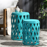 Christopher Knight Home® - Noble House - Selen Outdoor Small and Large Iron Side Table Set - Set of 2