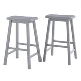 Homelegance By Top-Line Jarvis Saddle Seat 29-inch Bar Height Backless Stools (Set of 2) Grey Rubberwood