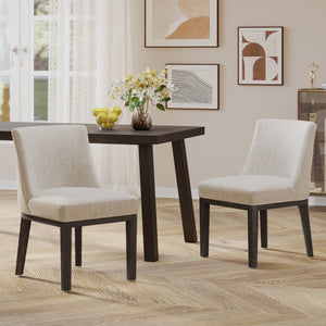 English Elm Dining Chair Set of 2 Solid Wood Textured Fabric Upholstered Farmhouse Modern Style 69408.00FLGRY