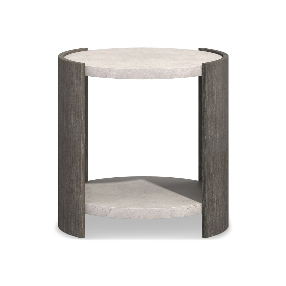Bernhardt Bernhardt Prado Porcini Side Table With Cast Glass-Reinforced Concrete Tops, Rustic Modern Accent 324126B