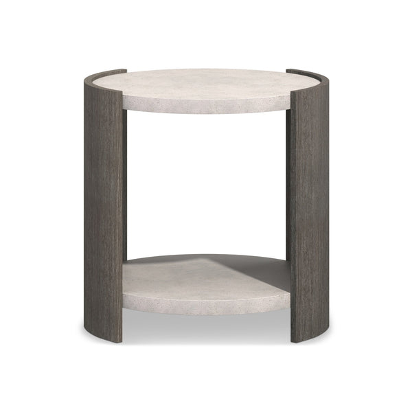 Bernhardt Bernhardt Prado Porcini Side Table With Cast Glass-Reinforced Concrete Tops, Rustic Modern Accent 324126B