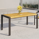 Christopher Knight Home® Acacia Wood Outdoor Dining Table | Modern Industrial Design, Slat Panel Top, Powder-Coated Metal Frame