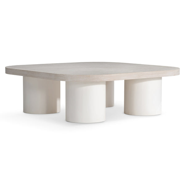 Bernhardt Bernhardt Round‑Square Turo Cocktail Table In Wire‑Brushed Bone Oak With Fossil Cylinder Legs, 54" 508022