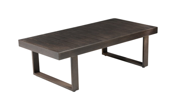 English Elm Steve Silver - Wyatt Burnished Walnut Patio Cocktail Table — Outdoor Wood Plank Top, Levelers, Indoor Look Built for Outdoors B081P157745