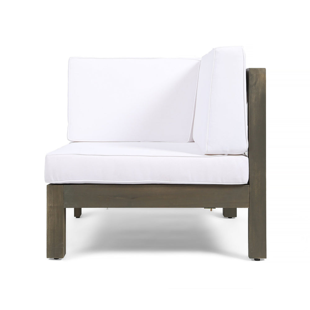English Elm Oana Outdoor Modular Sectional Set Acacia Wood Frame V Shape Patio Seating 64497-98-99.00-64495.00WHI