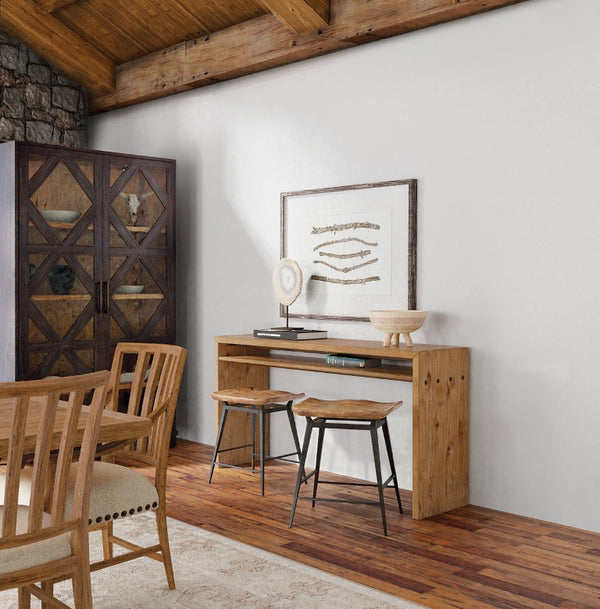 Hooker Furniture Big Sky Stool Vintage Natural Shaped Wood Seat With Industrial Metal Base - Rustic Comfort Design 6700-50008-80