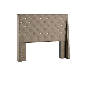 Homelegance By Top-Line Vaughn Faux Leather Crystal Tufted Headboard Silver Faux Leather