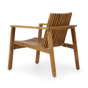 English Elm Outdoor Acacia Slatted Club Chairs Set of 2 Teak Finish Patio Lounge Seating 71921.00WTC