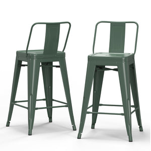 English Elm Rayne 24" Metal Counter Stools Set Of 2 - Stylish Deep Sage Green For Kitchen & Bar Seating B136P159482-GIGA