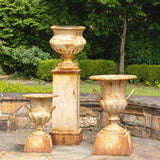 Fluted Metal Urn with Pedestal