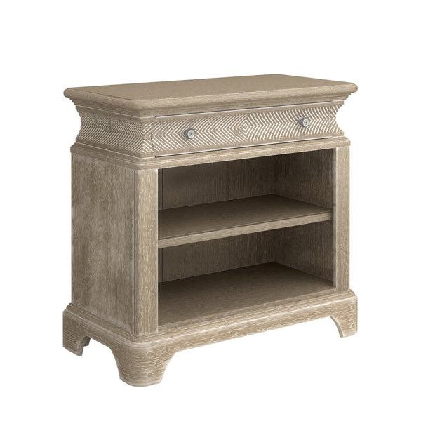 A.R.T. Furniture Summer Creek Open Nightstand In Scrubbed Oak - Stylish Storage With Usb Chargers & Unique Design Scrubbed Oak Flakey Cathedral Oak Veneer,Parawood Solids 251141-1303