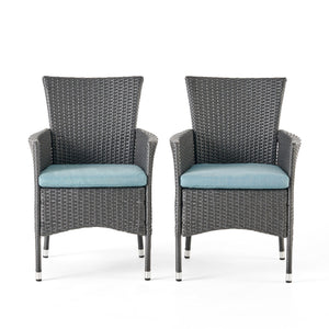 English Elm Christopher Knight Home® - Malta Dining Chair Set Of 2 - Modern Grey Wicker Design For Ergonomic Comfort In Any Space 56447.00AGT
