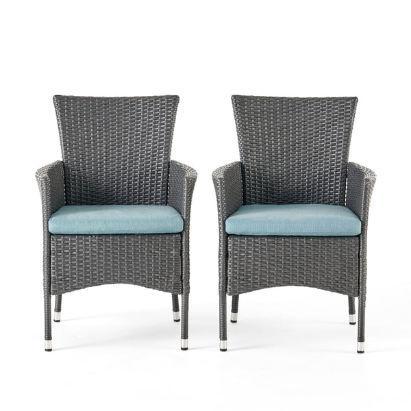 English Elm Christopher Knight Home® - Malta Dining Chair Set Of 2 - Modern Grey Wicker Design For Ergonomic Comfort In Any Space 56447.00AGT