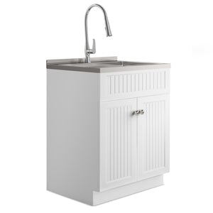 English Elm Beckham 28" Compact Laundry Cabinet With High-Arch Faucet & Stainless Steel Sink For Versatile Use B136P158790