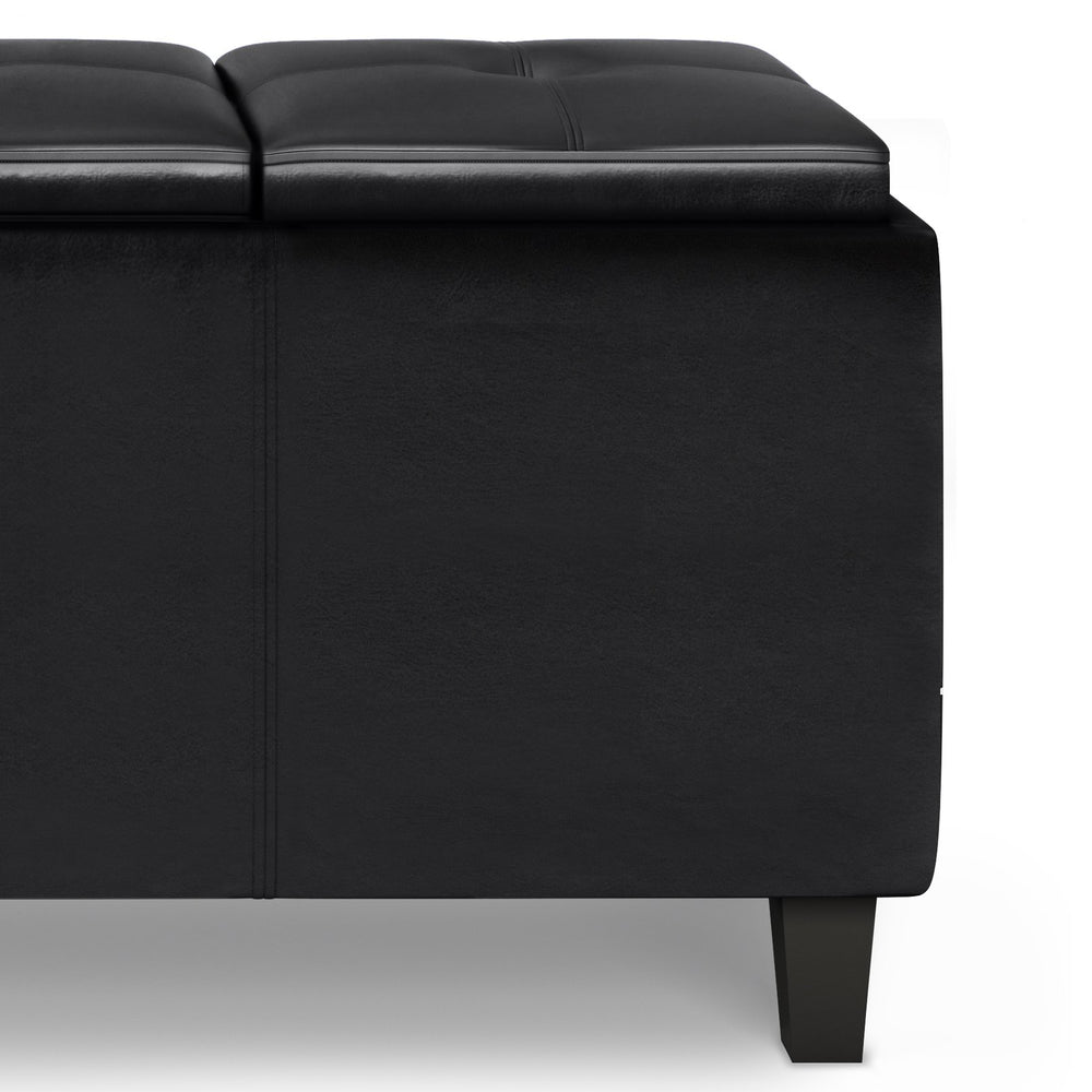 English Elm Avalon - Stylish Midnight Black Storage Ottoman With Lift-Up Lids And Versatile Serving Tray Feature B136P158249