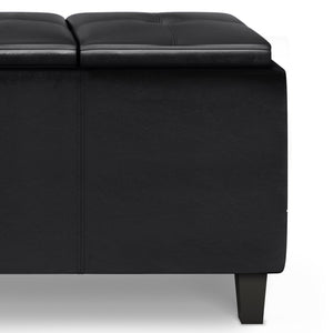 English Elm Avalon - Stylish Midnight Black Storage Ottoman With Lift-Up Lids And Versatile Serving Tray Feature B136P158249