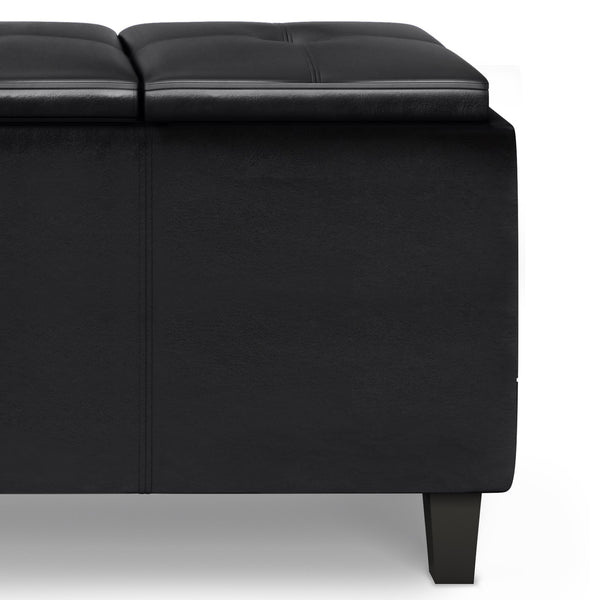 English Elm Avalon - Stylish Midnight Black Storage Ottoman With Lift-Up Lids And Versatile Serving Tray Feature B136P158249
