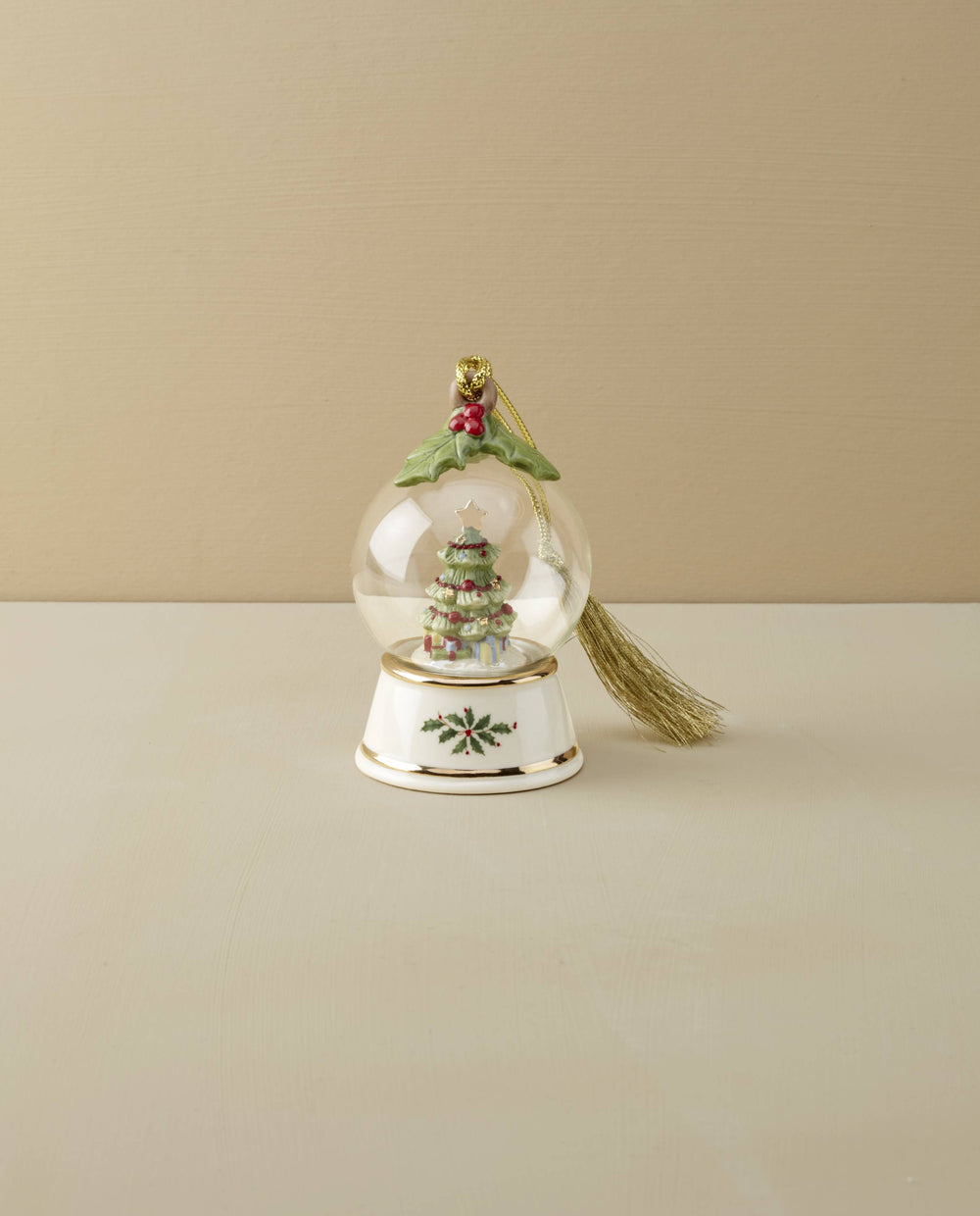 Lenox Tree In Snow Globe Ornament Ivory, IVORY PORCELAIN 896466