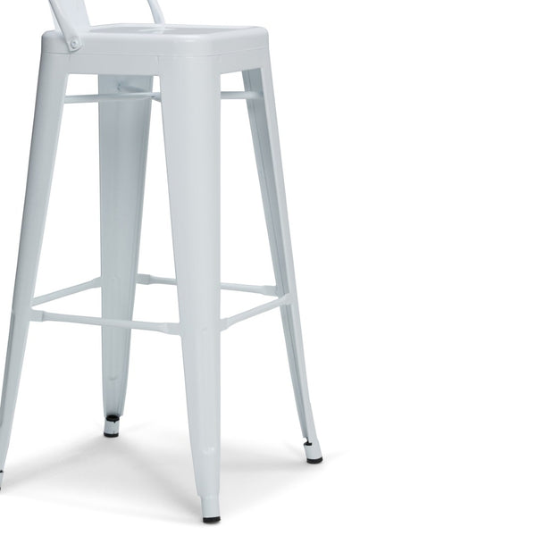 English Elm Rayne 30" Industrial Metal Bar Stools Set Of 2 – White Powder-Coated, Ergonomic & Stylish Design B136P159499-GIGA