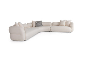 VIG Furniture Drayton Off-White Modular Sectional Sofa - L-Shaped 3-Piece, Foam Seats, Grey Accent Pillows, Durable Frame VGOD-DY-23060-OFF