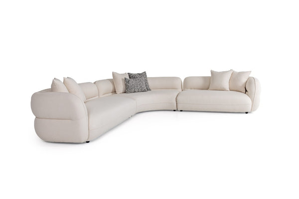 VIG Furniture Drayton Off-White Modular Sectional Sofa - L-Shaped 3-Piece, Foam Seats, Grey Accent Pillows, Durable Frame VGOD-DY-23060-OFF