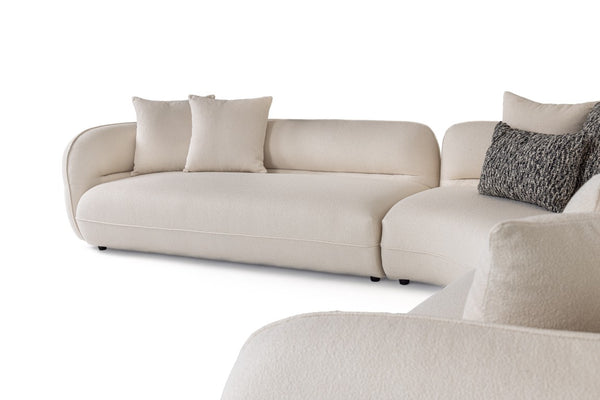 VIG Furniture Drayton Off-White Modular Sectional Sofa - L-Shaped 3-Piece, Foam Seats, Grey Accent Pillows, Durable Frame VGOD-DY-23060-OFF