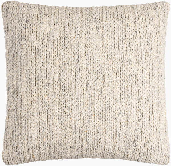Surya Derby Chic Modern Accent Pillow - 18" Cotton & Wool Design For Stylish Home Decor & Comfort Cream Wool,Cotton Drb001-2020