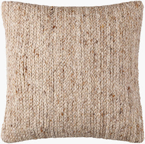 Surya Derby Chic Modern Accent Pillow - 18" Cotton & Wool Design For Stylish Home Decor & Comfort Brown Wool,Cotton Drb002-1818p