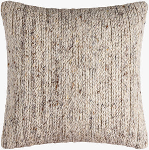 Surya Derby Chic Modern Accent Pillow - 18" Cotton & Wool Design For Stylish Home Decor & Comfort Oatmeal Wool,Cotton Drb003-2020p