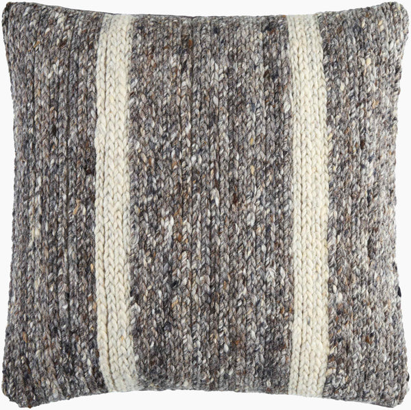 Surya Derby Chic Modern Accent Pillow - 18" Cotton & Wool Design For Stylish Home Decor & Comfort Brown Wool,Polyester,Cotton Drb004-1818p