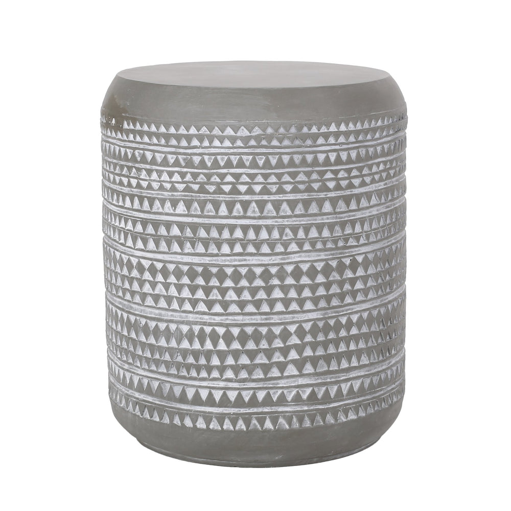 English Elm Outdoor Lightweight Concrete Side Table Artisan Textured Cylinder for Patio or Balcony 73442.00