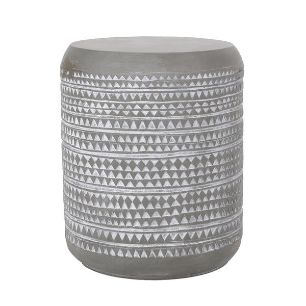 English Elm Outdoor Lightweight Concrete Side Table Artisan Textured Cylinder for Patio or Balcony 73442.00