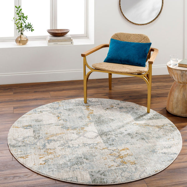 Livabliss Dresden Classic Fringe Area Rug Turkey Woven Polyester Pile for Living Dining Rooms Taupe, White 7'10" x 7'10" DRE2301-710RD