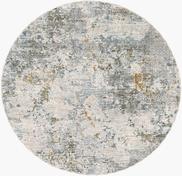 Livabliss Dresden Geometric Fringe Area Rug Turkish Machine Woven Polyester Living Room Floor Dusty Sage, Tau 5'3" x 5'3" DRE2302-53RD