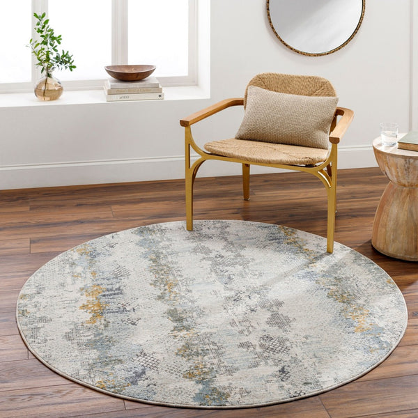 Livabliss Dresden Polyester Area Rug Machine Woven in Turkey for Large Living and Dining Spaces White, Taupe 5'3" x 5'3" DRE2303-53RD