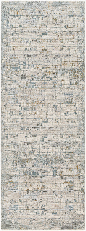 Livabliss Dresden Geometric Turkish Polyester Area Rug with Fringe for Living and Dining Rooms Taupe, White 2'7" x 7'3" DRE2304-2773