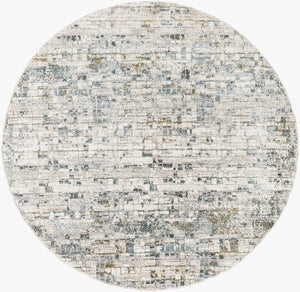 Livabliss Dresden Geometric Turkish Polyester Area Rug with Fringe for Living and Dining Rooms Taupe, White 7'10" x 7'10" DRE2304-710RD